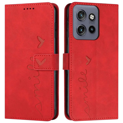 For Motorola Edge 50 Neo 5G / Moto S50 5G / Thinkphone 25 5G Case Viewing Stand PU Leather Phone Cover Imprinted Pattern - Red
