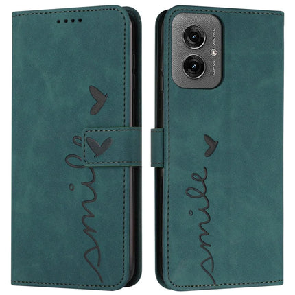 For Motorola Moto G55 5G Case Viewing Stand PU Leather Phone Cover Imprinted Pattern - Green