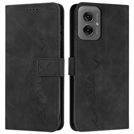 For Motorola Moto G55 5G Case Viewing Stand PU Leather Phone Cover Imprinted Pattern - Black