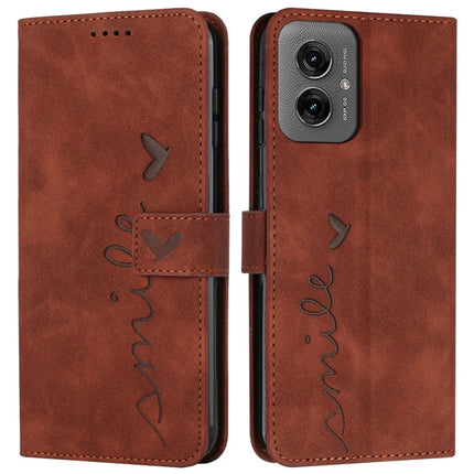 For Motorola Moto G55 5G Case Viewing Stand PU Leather Phone Cover Imprinted Pattern - Brown