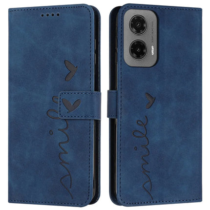 For Motorola Moto G35 5G Case Viewing Stand PU Leather Phone Cover Imprinted Pattern - Sapphire