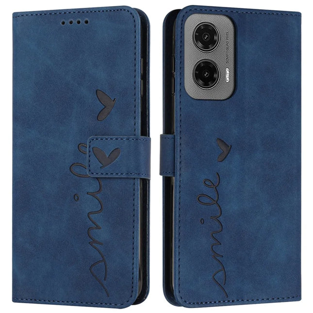 For Motorola Moto G35 5G Case Viewing Stand PU Leather Phone Cover Imprinted Pattern - Sapphire