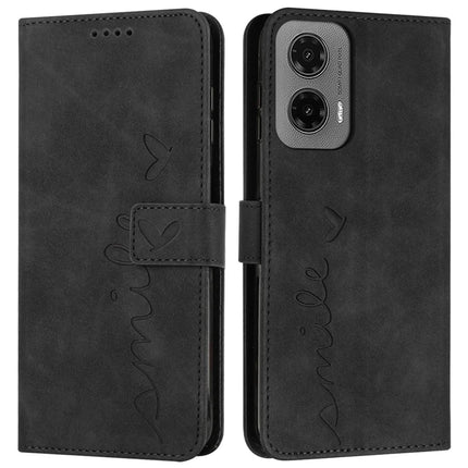 For Motorola Moto G35 5G Case Viewing Stand PU Leather Phone Cover Imprinted Pattern - Black