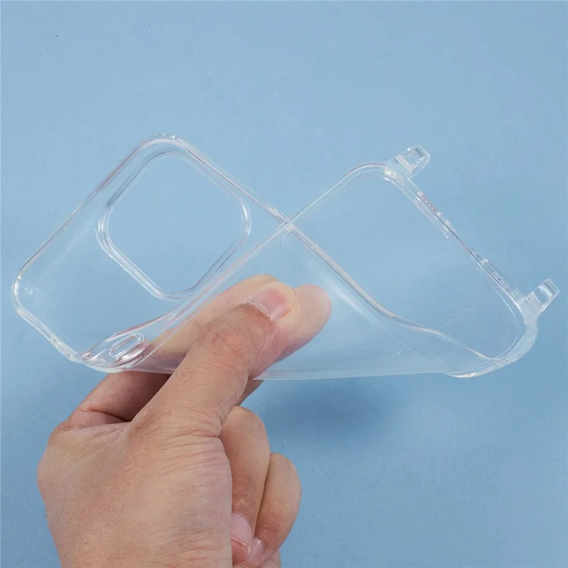 ShopCaseCart Slim Lightweight iPhone 15 Pro Protective cover TPU 1.8mm Clear Phone Guard with Lanyard Holes