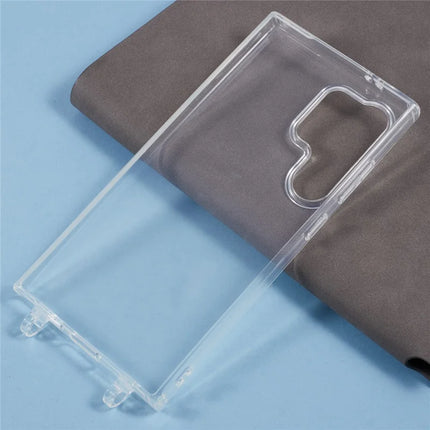 For Samsung Galaxy S23 Ultra Case TPU 1.8mm Clear Phone Cover with Lanyard Holes