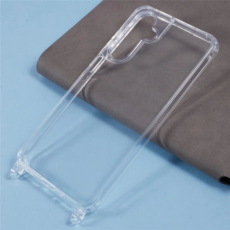 ShopCaseCart Slim Durable Samsung Galaxy A35 5G Protective cover PC+TPU 1.5mm Clear Phone Guard with Lanyard Holes