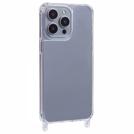 For iPhone 15 Pro Max Case PC+TPU 1.5mm Clear Phone Cover with Lanyard Holes