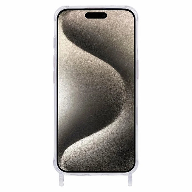 For iPhone 15 Pro Max Case PC+TPU 1.5mm Clear Phone Cover with Lanyard Holes
