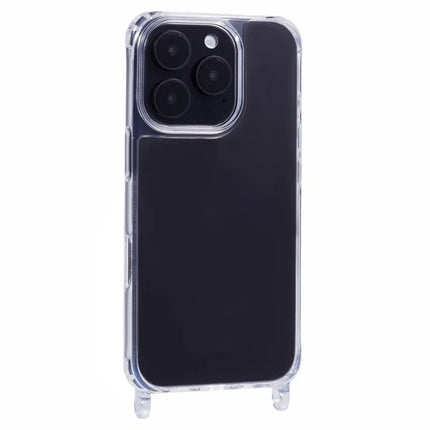 For iPhone 16 Pro Max Case PC+TPU 1.5mm Clear Phone Cover with Lanyard Holes