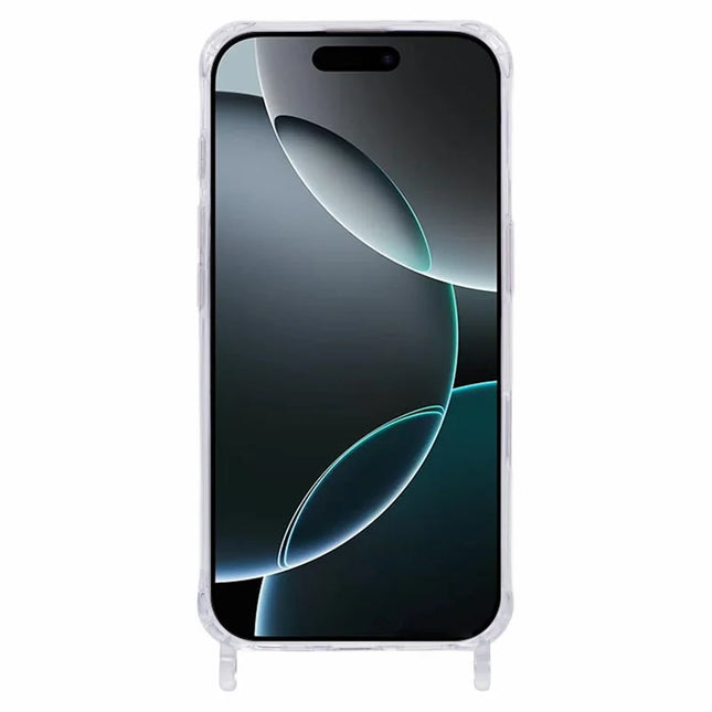For iPhone 16 Pro Max Case PC+TPU 1.5mm Clear Phone Cover with Lanyard Holes