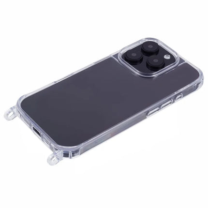 For iPhone 16 Pro Max Case PC+TPU 1.5mm Clear Phone Cover with Lanyard Holes