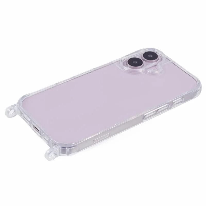 ShopCaseCart Slim Durable iPhone 16 Protective cover PC+TPU 1.5mm Clear Phone Guard with Lanyard Holes