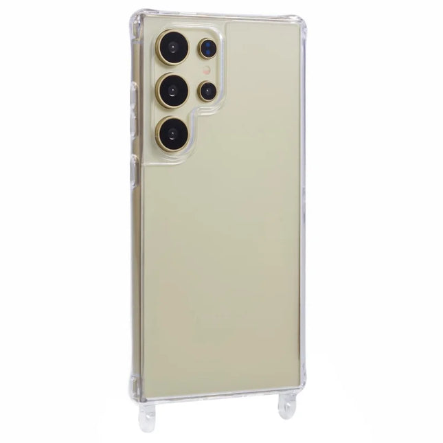 For Samsung Galaxy S23 Ultra Case PC+TPU 1.5mm Clear Phone Cover with Lanyard Holes