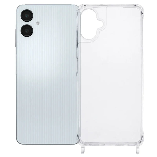 For Samsung Galaxy A05 4G Case PC+TPU 1.5mm Clear Phone Cover with Lanyard Holes