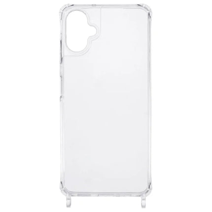 For Samsung Galaxy A05 4G Case PC+TPU 1.5mm Clear Phone Cover with Lanyard Holes