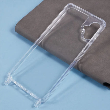 For Samsung Galaxy A05 4G Case PC+TPU 1.5mm Clear Phone Cover with Lanyard Holes