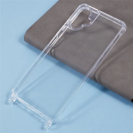 For Samsung Galaxy A05 4G Case PC+TPU 1.5mm Clear Phone Cover with Lanyard Holes
