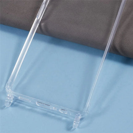 For Samsung Galaxy A05 4G Case PC+TPU 1.5mm Clear Phone Cover with Lanyard Holes