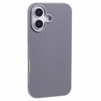 For iPhone 16 Plus Case Electroplating Lens Frame Textured TPU Shockproof Phone Cover - Grey