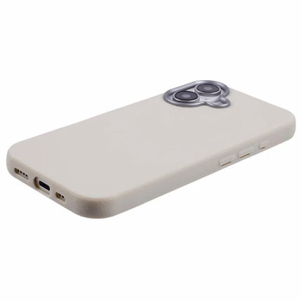 For iPhone 16 Plus Case Electroplating Lens Frame Textured TPU Shockproof Phone Cover