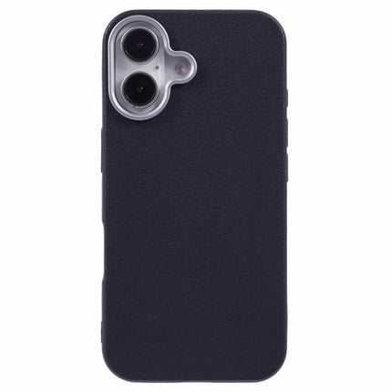 For iPhone 16 Plus Case Electroplating Lens Frame Textured TPU Shockproof Phone Cover
