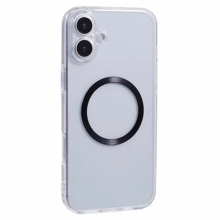 For iPhone 16 Plus Case Compatible with MagSafe CD Vein TPU+Acrylic Phone Cover - Black