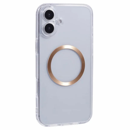 For iPhone 16 Plus Case Compatible with MagSafe CD Vein TPU+Acrylic Phone Cover - Gold