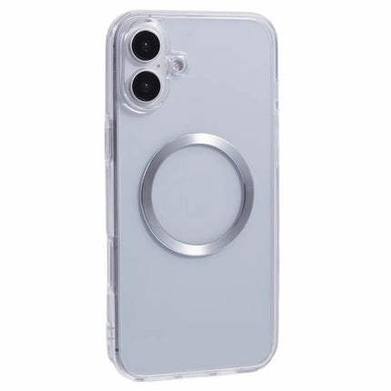 For iPhone 16 Plus Case Compatible with MagSafe CD Vein TPU+Acrylic Phone Cover - White
