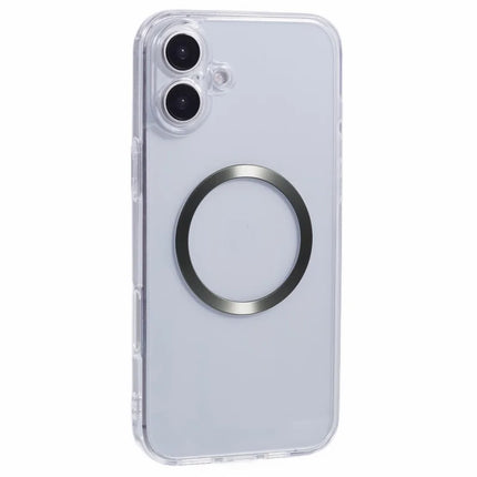 For iPhone 16 Plus Case Compatible with MagSafe CD Vein TPU+Acrylic Phone Cover - Green