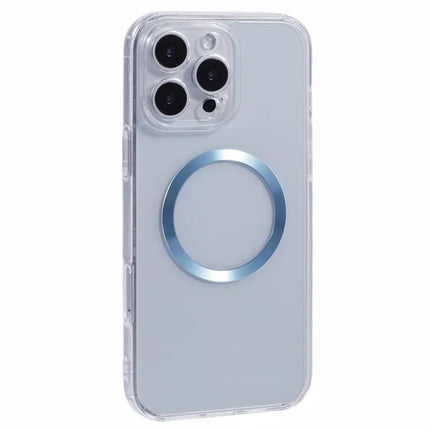 For iPhone 16 Pro Max Case Compatible with MagSafe CD Vein TPU+Acrylic Phone Cover - Blue