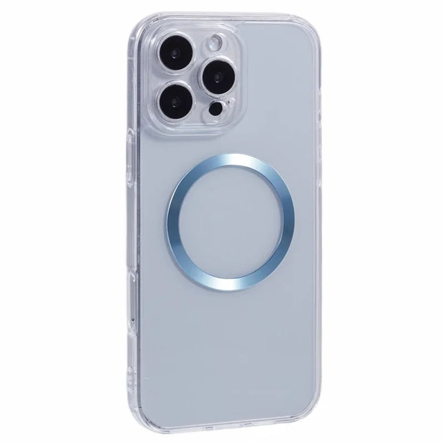 For iPhone 16 Pro Max Case Compatible with MagSafe CD Vein TPU+Acrylic Phone Cover - Blue