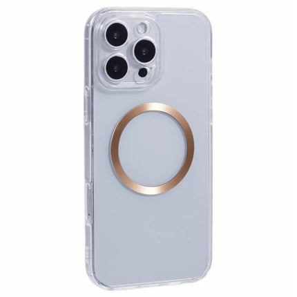 For iPhone 16 Pro Max Case Compatible with MagSafe CD Vein TPU+Acrylic Phone Cover - Gold