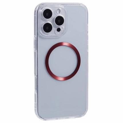 For iPhone 16 Pro Max Case Compatible with MagSafe CD Vein TPU+Acrylic Phone Cover - Red