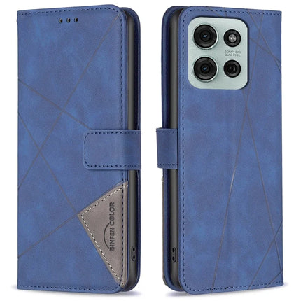 BINFEN COLOR BF05 For Motorola Moto G75 5G Case Leather Phone Cover Wallet Stand - Blue