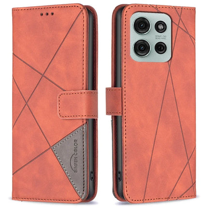BINFEN COLOR BF05 For Motorola Moto G75 5G Case Leather Phone Cover Wallet Stand - Brown