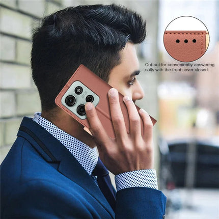 BINFEN COLOR BF33 for Motorola Moto G75 5G Leather Case Splicing Color RFID Blocking