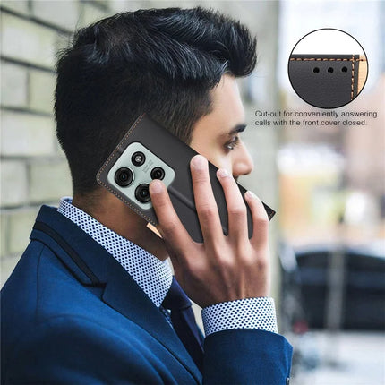 BINFEN COLOR BF33 for Motorola Moto G75 5G Leather Case Splicing Color RFID Blocking