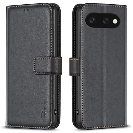 BINFEN COLOR BF17 For Google Pixel 9a Case Wallet Folio Flip Leather Cover - Black