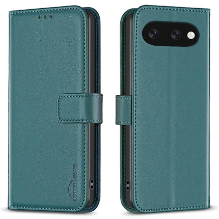 BINFEN COLOR BF17 For Google Pixel 9a Case Wallet Folio Flip Leather Cover - Green