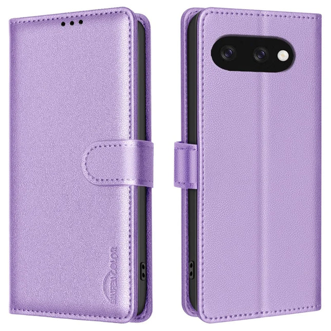 BINFEN COLOR BF32 For Google Pixel 9a Leather Case Wallet RFID Blocking Phone Cover - Purple