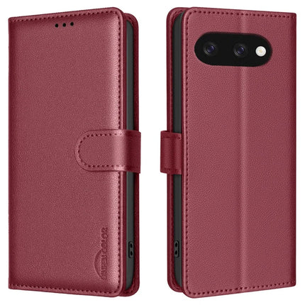 BINFEN COLOR BF32 For Google Pixel 9a Leather Case Wallet RFID Blocking Phone Cover - Red