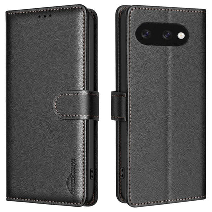BINFEN COLOR BF32 For Google Pixel 9a Leather Case Wallet RFID Blocking Phone Cover - Black