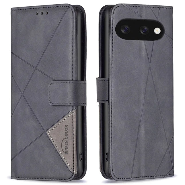 BINFEN COLOR BF05 For Google Pixel 9a Case Leather Phone Cover Wallet Stand - Black