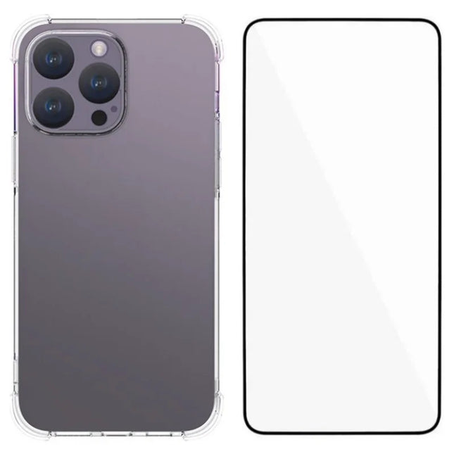WANLONFENG WL Series for iPhone 13 Pro Max TPU Case 2.0mm Phone Cover with Tempered Glass Film