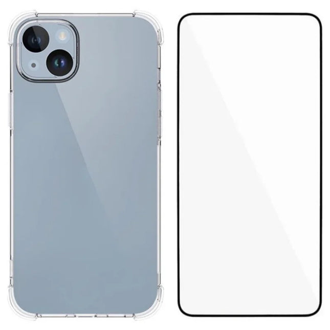 WANLONFENG WL Series for iPhone 13 TPU Case 2.0mm Phone Cover with Tempered Glass Film