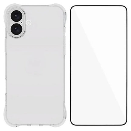 WANLONFENG WL Series for iPhone 16 Plus TPU Case 2.0mm Phone Cover with Tempered Glass Film