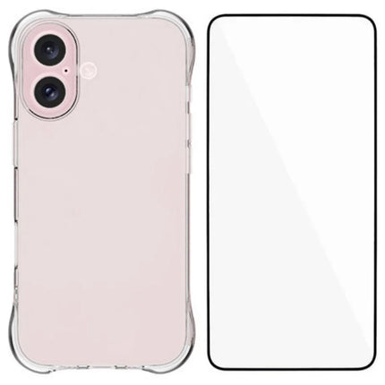 WANLONFENG WL Series for iPhone 16 TPU Case 2.0mm Phone Cover with Tempered Glass Film