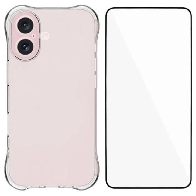 WANLONFENG WL Series for iPhone 16 TPU Case 2.0mm Phone Cover with Tempered Glass Film
