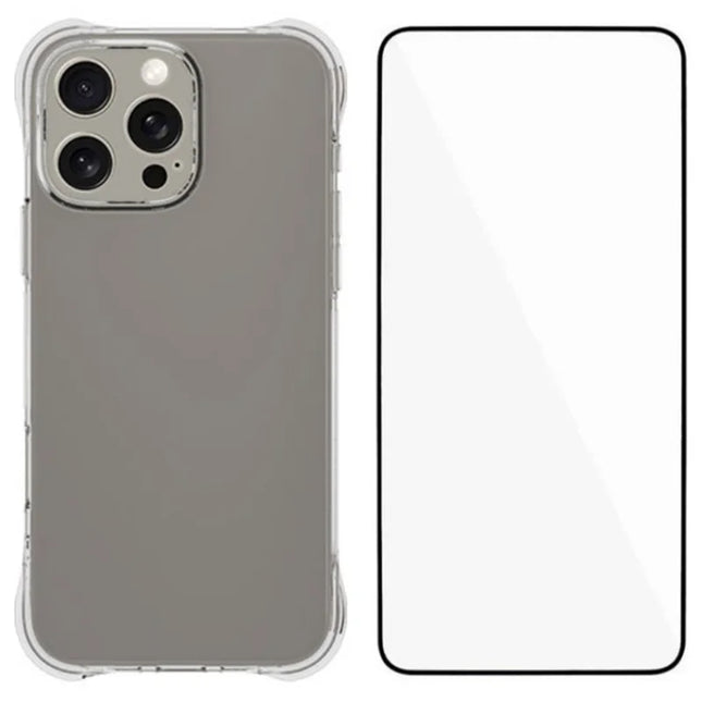 WANLONFENG WL Series for iPhone 16 Pro Max TPU Case 2.0mm Phone Cover with Tempered Glass Film