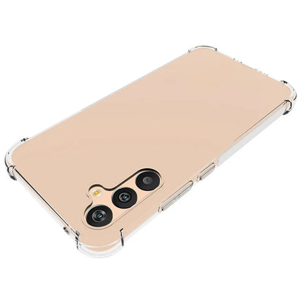 WANLONFENG WL Series for Samsung Galaxy A34 5G Case 2.0mm Clear TPU Cover with Tempered Glass Film (Big Lens Hole)